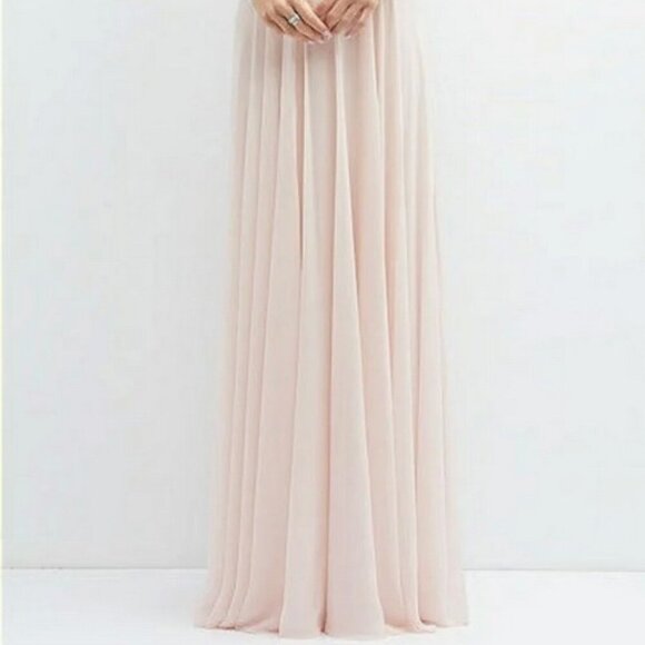 Dessy Collection Blush Pink Strapless Floral Emroidered Gown - Picture 2 of 7